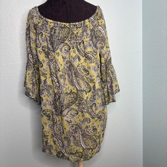 Cato Green Paisley Off the Shoulder Blouse - Picture 4 of 12
